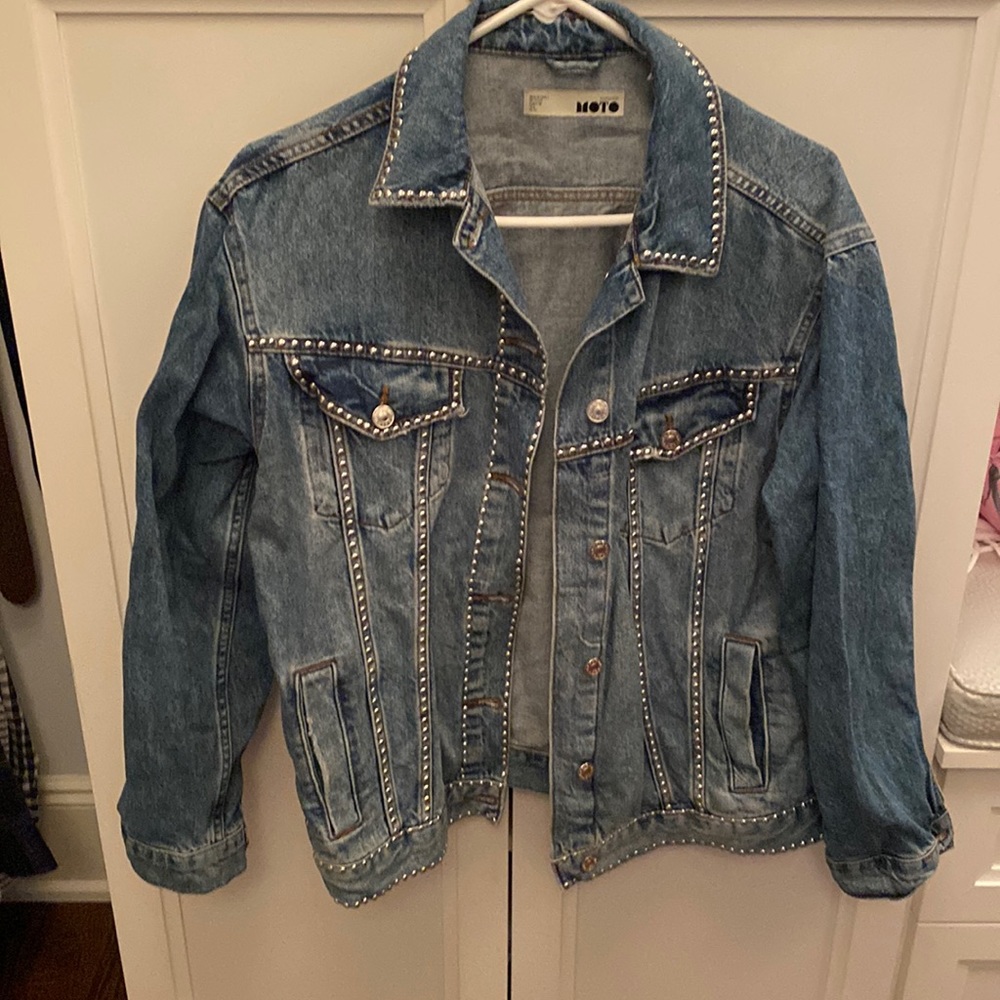 Over Size studded Moto Jean Jacket